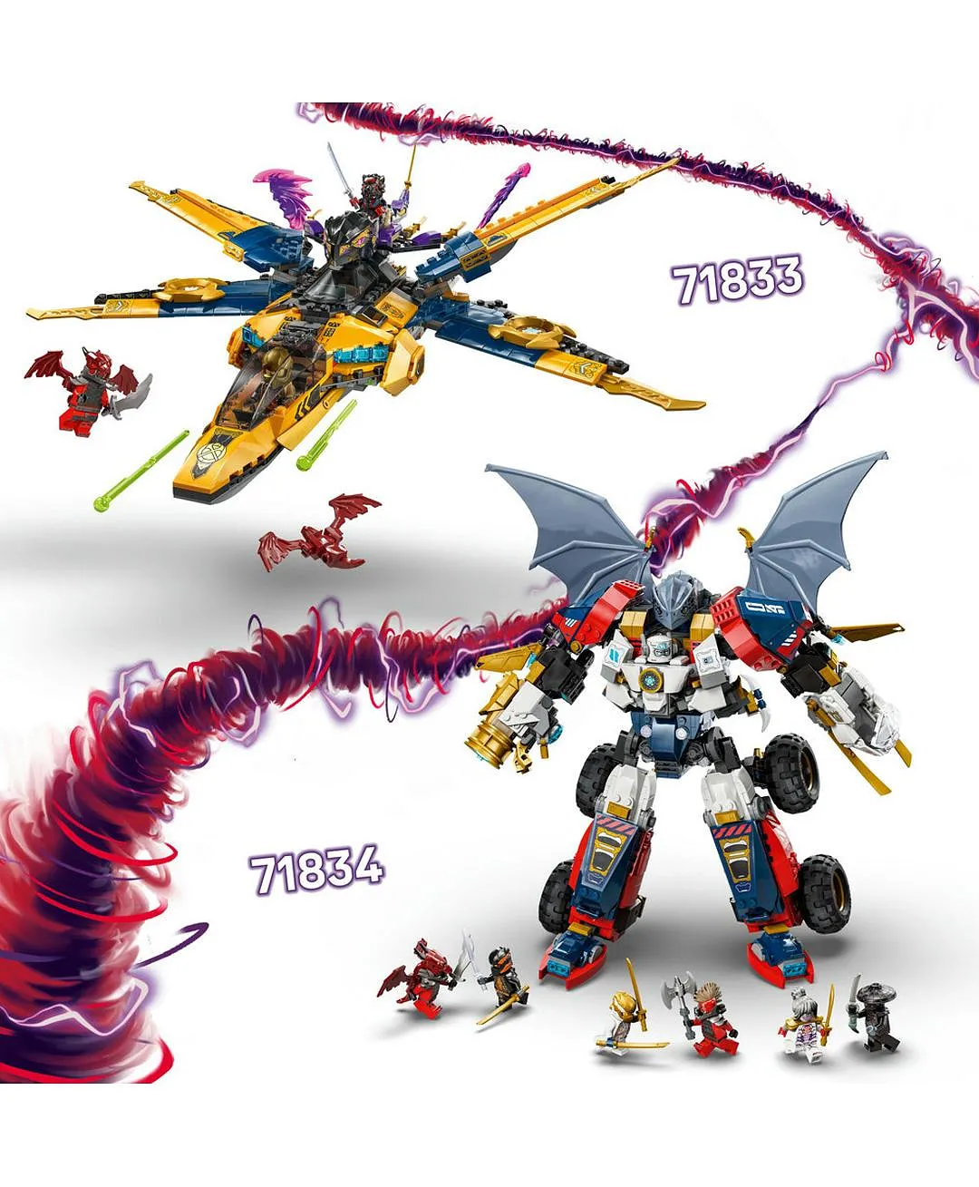 لعبة آلي زين المجمّع الفائق من ليغو® NINJAGO®، مجموعة بناء 4 في 1 مع سيارة ونفاثة وتنين 71834 - 1187 قطعة - الصورة 8