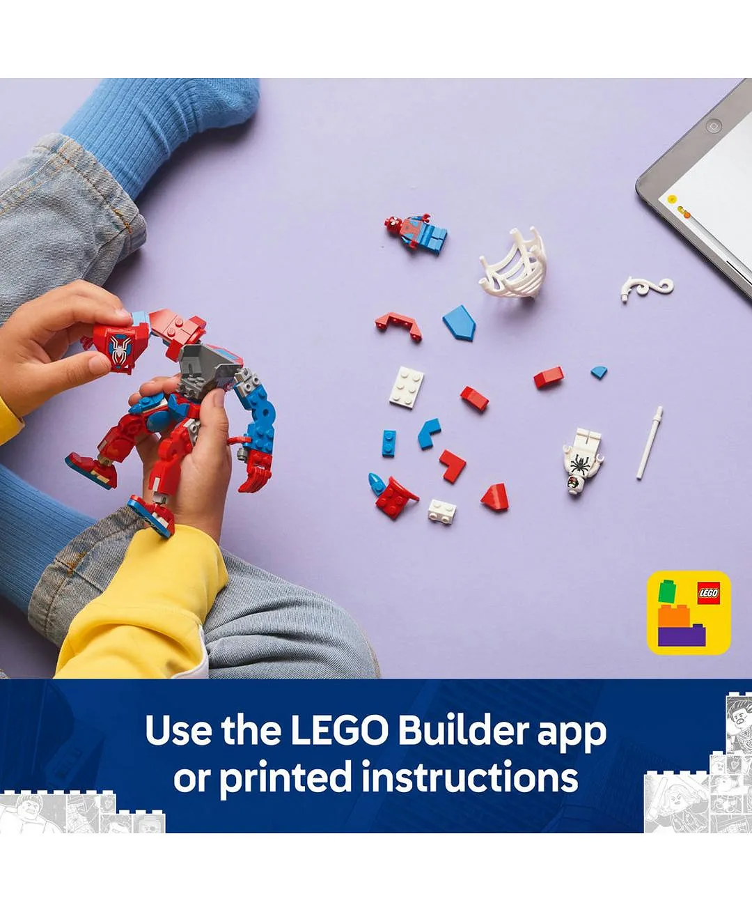 آلي الرجل العنكبوت ضد أنتي فينوم من ليغو® Marvel، مجموعة لعب شخصية الرجل الخارق القابلة للبناء 76308 - 107 قطعة - الصورة 7