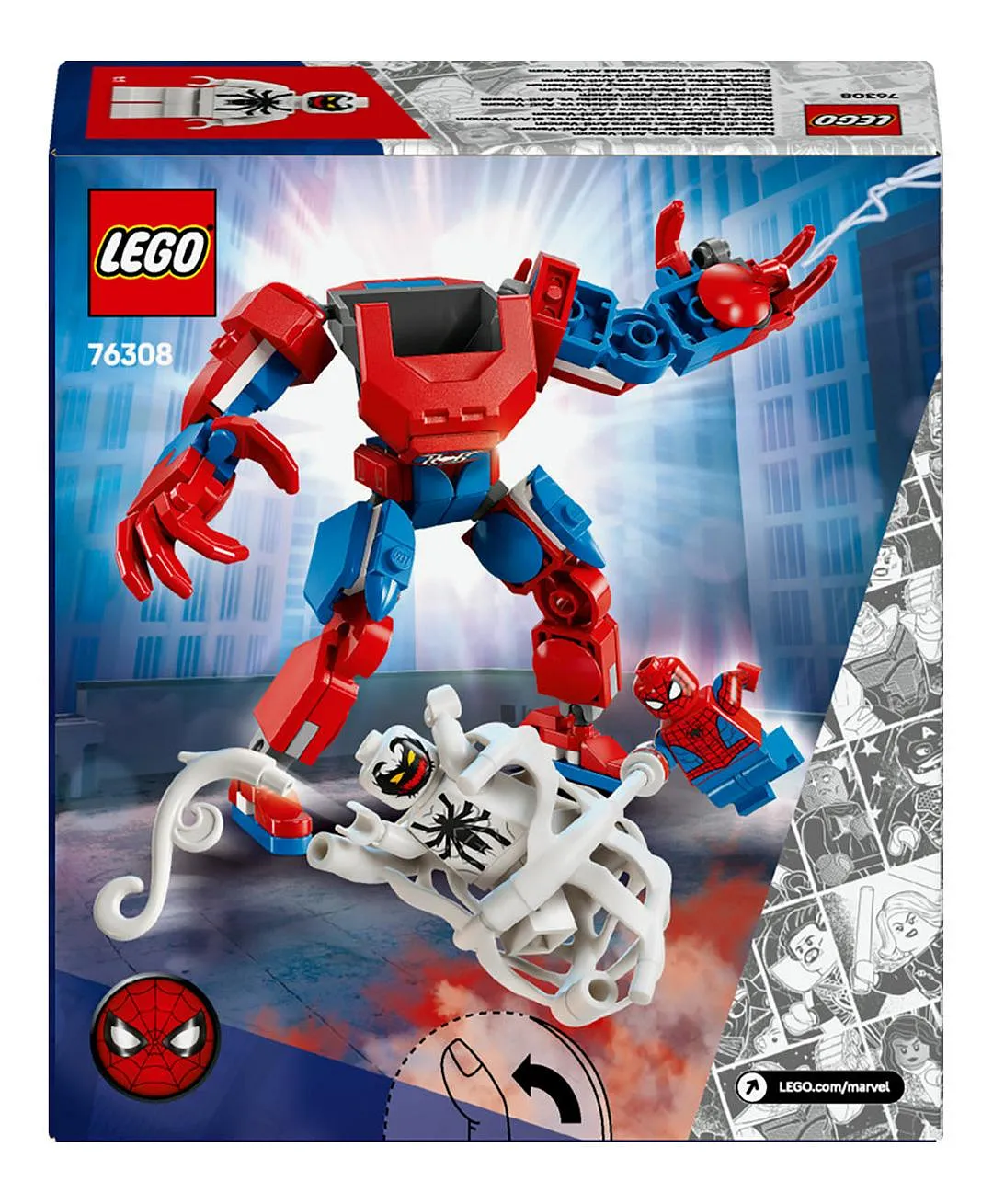 آلي الرجل العنكبوت ضد أنتي فينوم من ليغو® Marvel، مجموعة لعب شخصية الرجل الخارق القابلة للبناء 76308 - 107 قطعة - الصورة 11