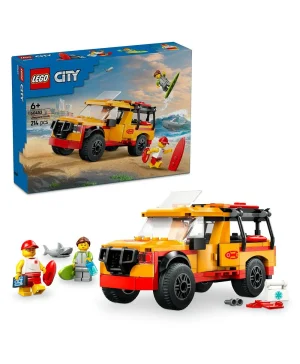 مجموعة لعب شاحنة عامل الإنقاذ على الشاطئ من ليغو® سيتي مع شخصيتين صغيرتين وشخصية قرش لعبة 60453 - 214 قطعة