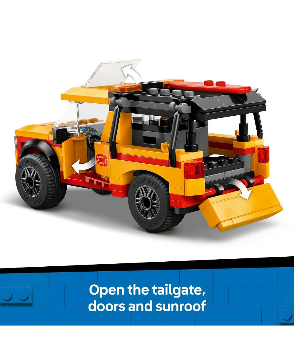 مجموعة لعب شاحنة عامل الإنقاذ على الشاطئ من ليغو® سيتي مع شخصيتين صغيرتين وشخصية قرش لعبة 60453 - 214 قطعة - الصورة 4