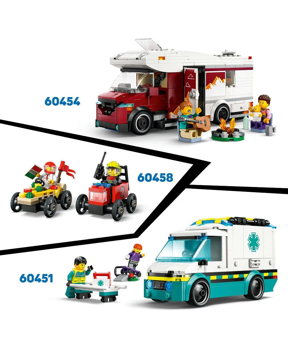 مجموعة لعب شاحنة عامل الإنقاذ على الشاطئ من ليغو® سيتي مع شخصيتين صغيرتين وشخصية قرش لعبة 60453 - 214 قطعة - الصورة 8