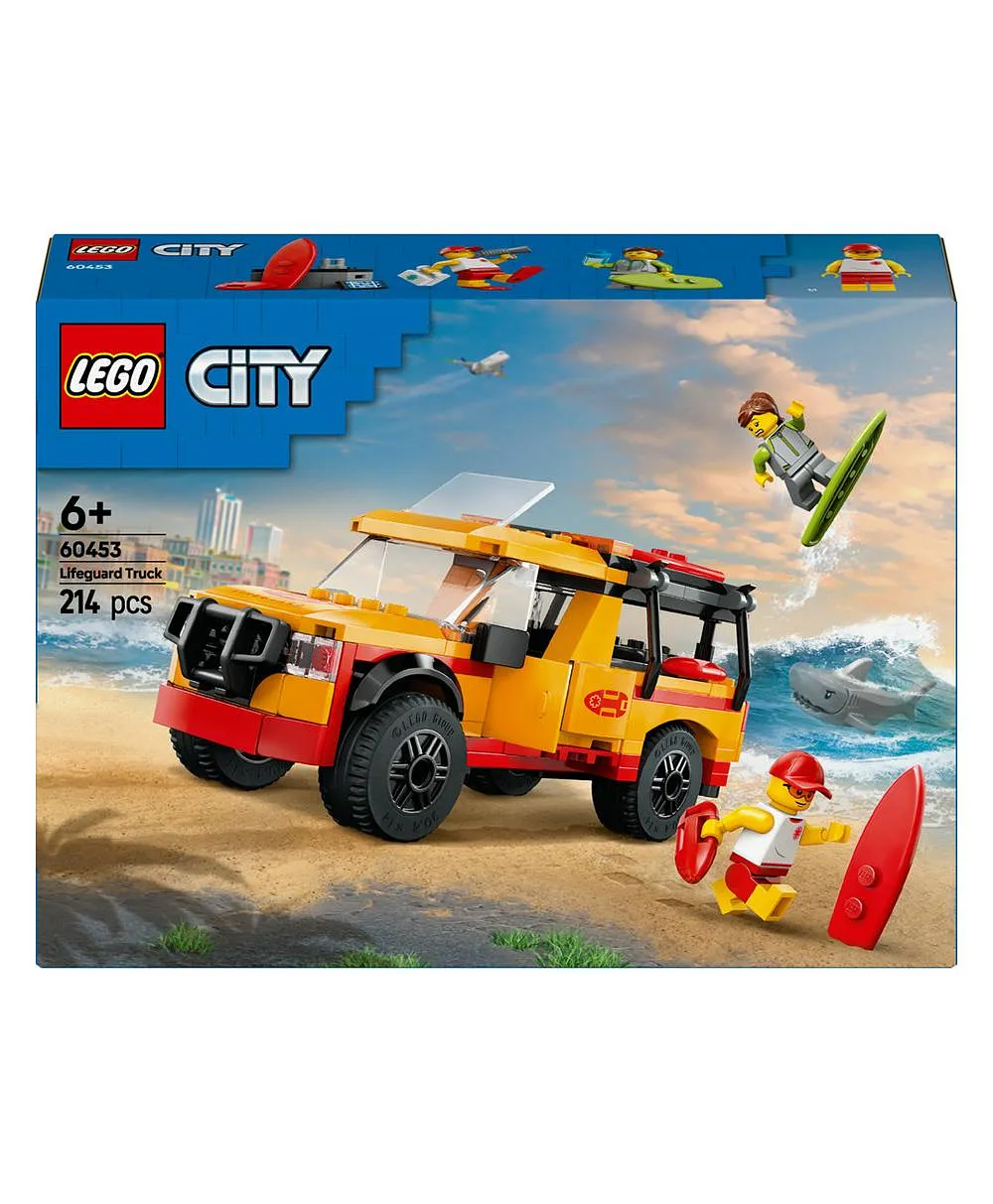 مجموعة لعب شاحنة عامل الإنقاذ على الشاطئ من ليغو® سيتي مع شخصيتين صغيرتين وشخصية قرش لعبة 60453 - 214 قطعة - الصورة 10