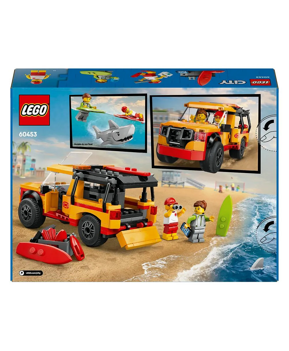 مجموعة لعب شاحنة عامل الإنقاذ على الشاطئ من ليغو® سيتي مع شخصيتين صغيرتين وشخصية قرش لعبة 60453 - 214 قطعة - الصورة 11