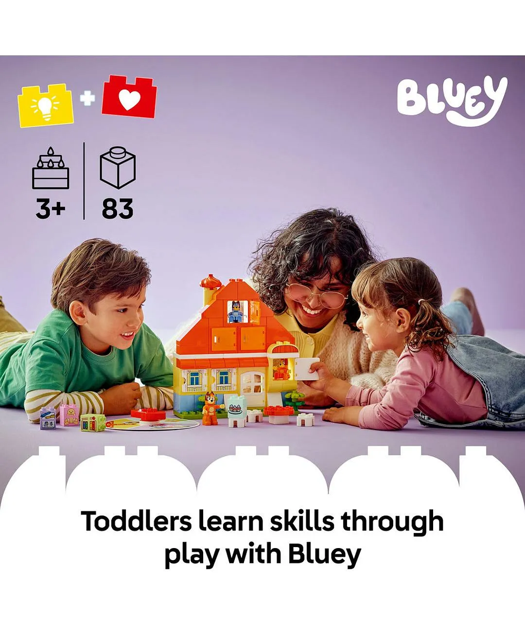 اللعبة التفاعلية منزل عائلة بلوي ولعبة الذاكرة من LEGO® DUPLO® Bluey 10459 - 83 قطعة - الصورة 3