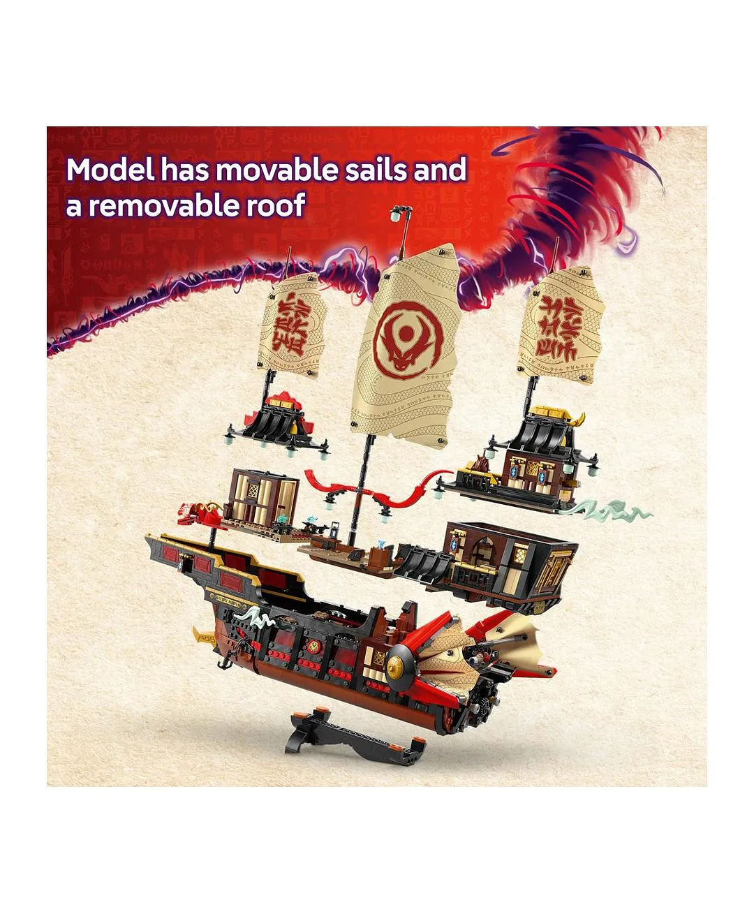 مجموعة بناء لعبة سفينة تيمبل باونتي من ليغو® NINJAGO® مع 6 شخصيات صغيرة منها كول 71848 - 2387 قطعة - الصورة 5