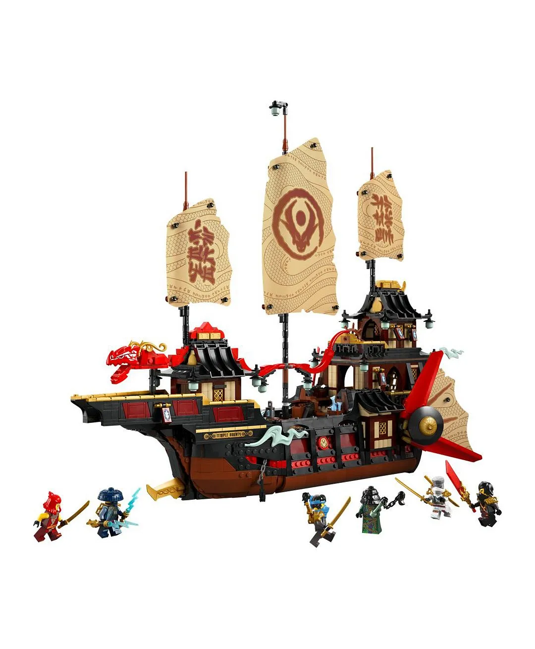 مجموعة بناء لعبة سفينة تيمبل باونتي من ليغو® NINJAGO® مع 6 شخصيات صغيرة منها كول 71848 - 2387 قطعة - الصورة 9
