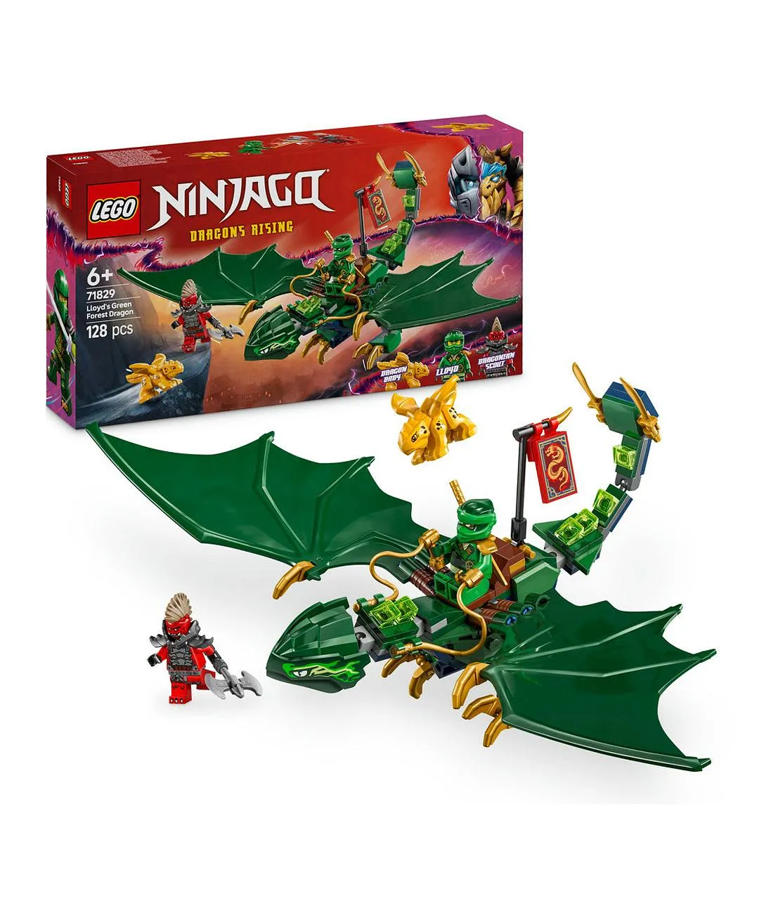 مجموعة بناء لعبة تنّين الغابة الخضراء الخاص بلويد من ليغو® NINJAGO® مع شخصيتين صغيرتين 71829 - 128 قطعة