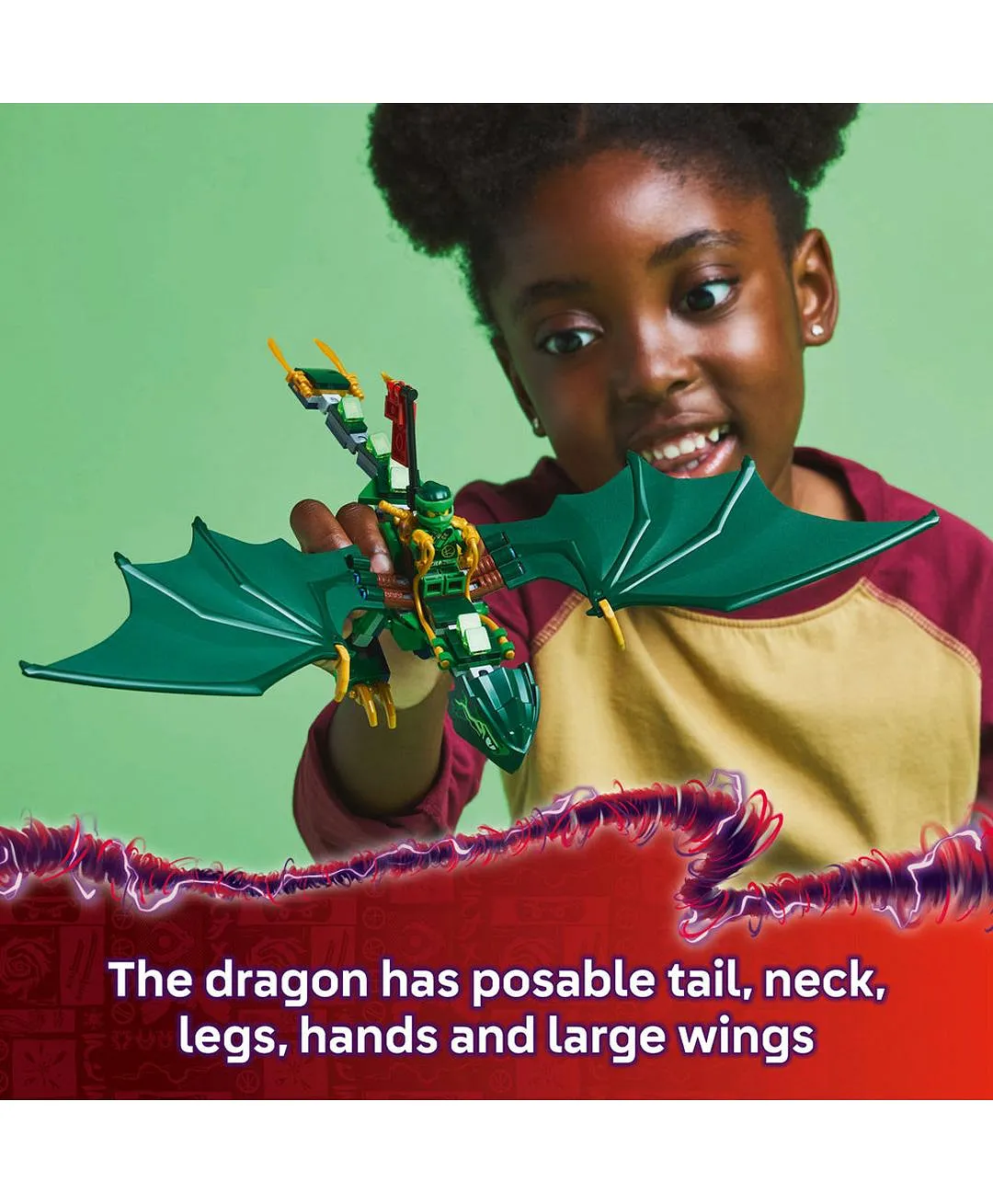 مجموعة بناء لعبة تنّين الغابة الخضراء الخاص بلويد من ليغو® NINJAGO® مع شخصيتين صغيرتين 71829 - 128 قطعة - الصورة 4