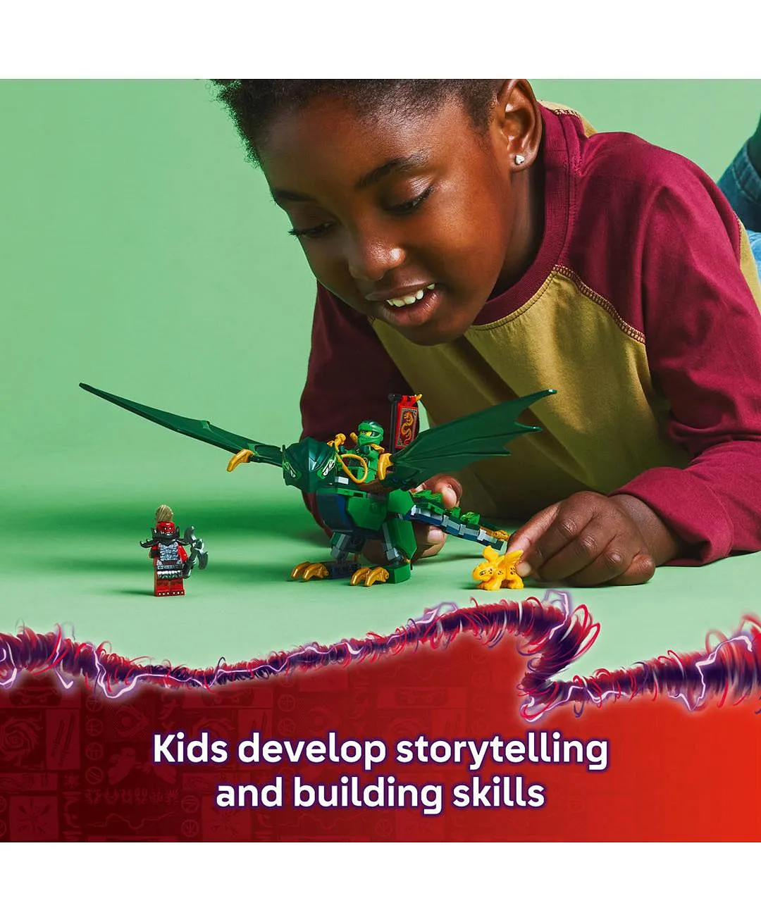 مجموعة بناء لعبة تنّين الغابة الخضراء الخاص بلويد من ليغو® NINJAGO® مع شخصيتين صغيرتين 71829 - 128 قطعة - الصورة 6