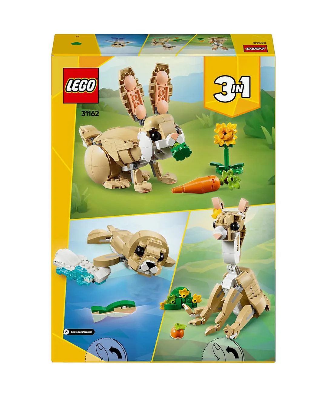 مجموعة لعب الحيوانات 3 في 1 أرنب لطيف من ليغو® كرييتور، تتحول إلى لعبة لاما أو لعبة فقمة 31162 - 326 قطعة - الصورة 3